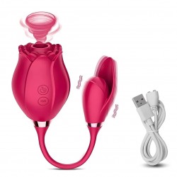 2 in 1 Multifunctional Rose Clit Vibrator with Vibrating, Love Egg Massager with 10 Modes for Female Oral Sex Orgasm, Powerful Modes Rose Pleasure Toy for Women Vaginal Anal Stimulator, Whisper Quiet & Unique Sonic Technology