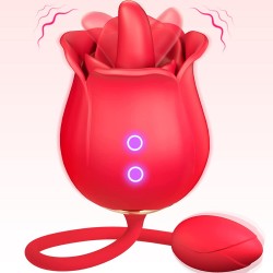 G Spot the Rose Sexual Toy with Vibrating Egg, 2 in 1 Clitoral Dildo Anal Sex Toy with Sex Vibrating Ball,  9 Different Licking and Vibrating Modes, Dual Stimulation Rose Massager