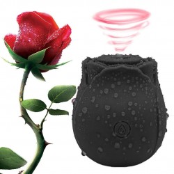 G Spot Vibrating Personal Massager the Rose Sex Toy for Female Couples, the Rose Adult Toy with 7 Powerful Sucking Modes, Silicone Clitoral Nipple Stimulator, Black