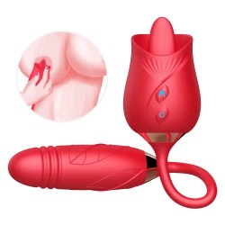 Rose Sex Toy Vibrator for Women with 10 Modes, Rose Vibrater Personal Massager with Dildo Vibrator, 3 in 1 Vibrating Rose Adult Sex Toys & Games