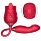 The Rose Sex Toy with Flapping Vibrator,  Silicone Red Rose Toys for Women, Tongue Licking Clitoral Flower Sex Toy with 10 Stimulating Modes, Tongue Licker Adults Toys (Red, Pink)